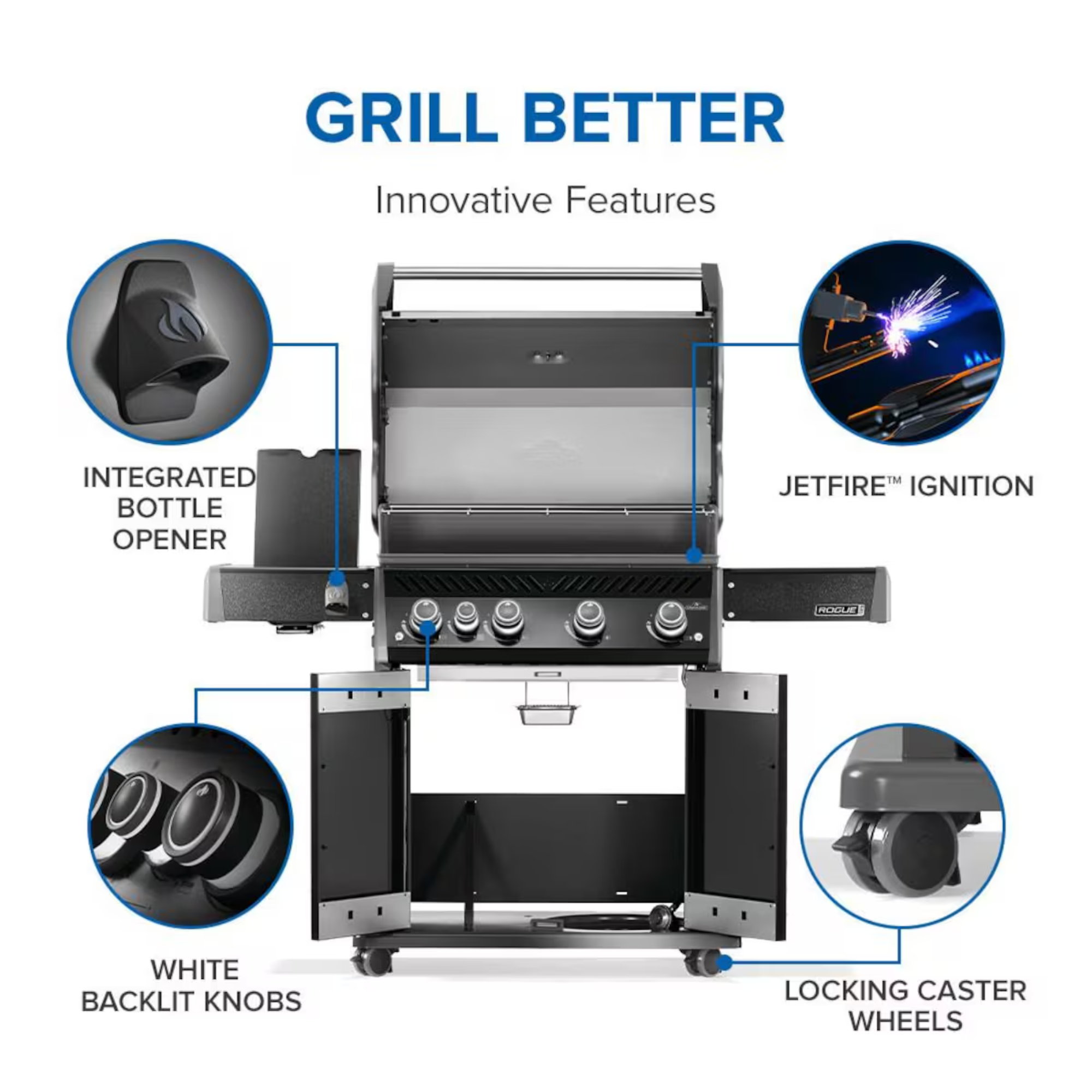 Rogue® PRO 525 Series Gas Grill with Infrared Side Burner