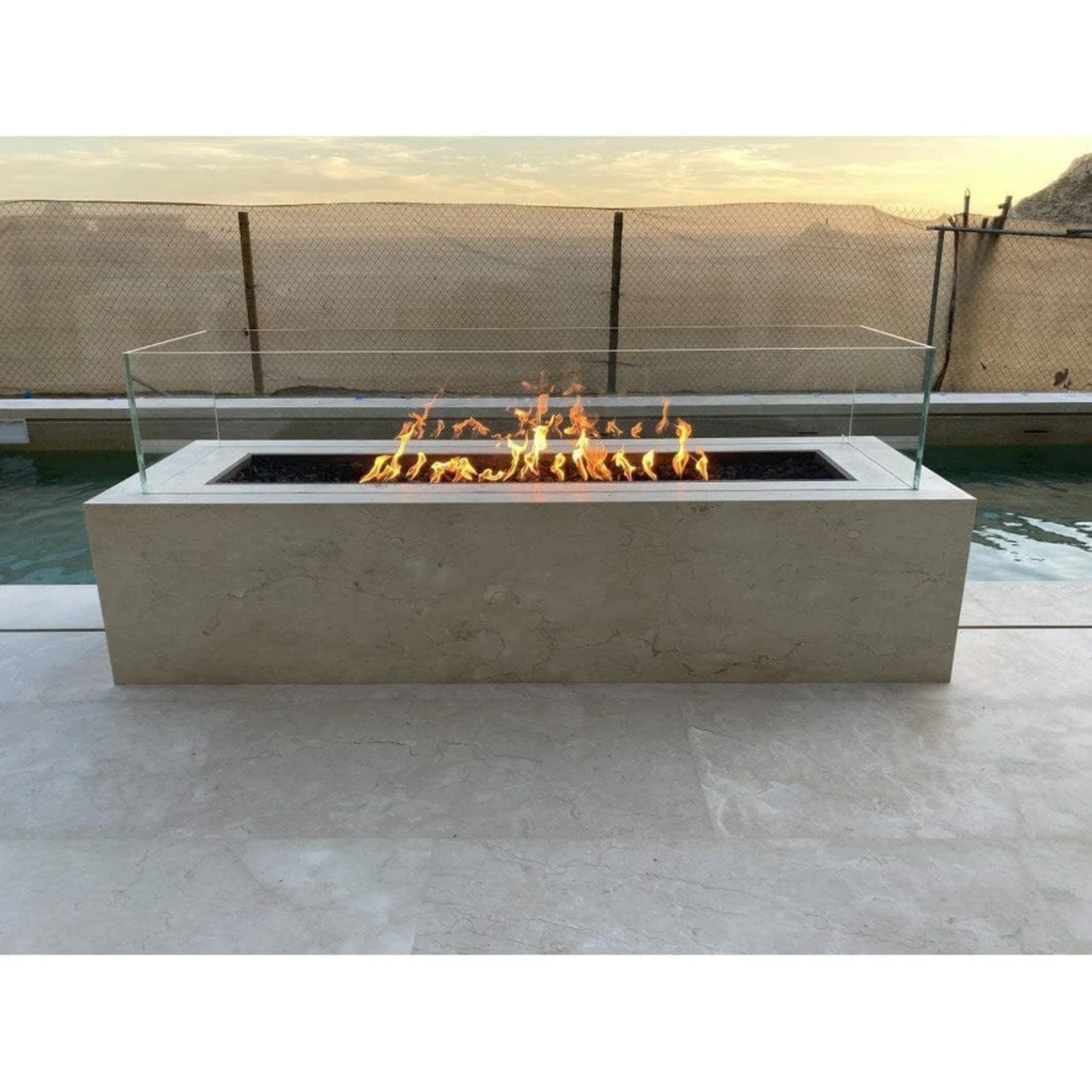 The Outdoor Plus Cabo Linear Concrete Fire Pit